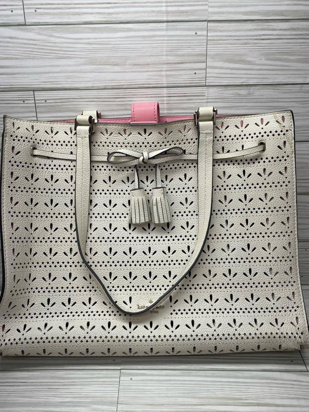 Kate Spade New York Pink Perforated Satchel Purse Handbag – Pre-Owned